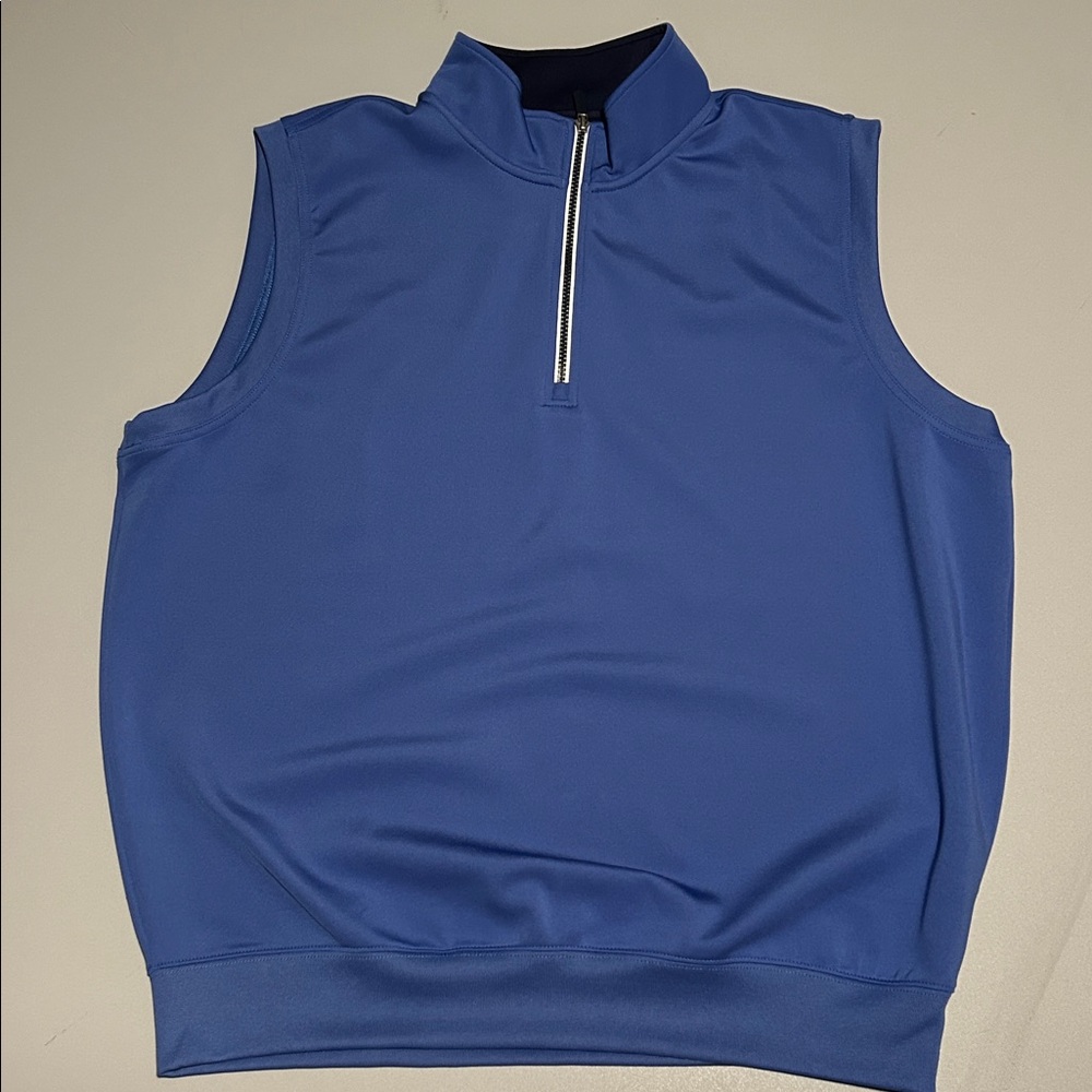 FAIRWAY & GREEN MENS TECH SOLID BLUE QUARTER ZIP VEST SIZE XL POLYESTER SPANDEX
